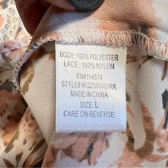 Pleione Large Floral Sleeveless Blouse Lace Silky Tank Shirt Romantic Feminine - Picture 8 of 9